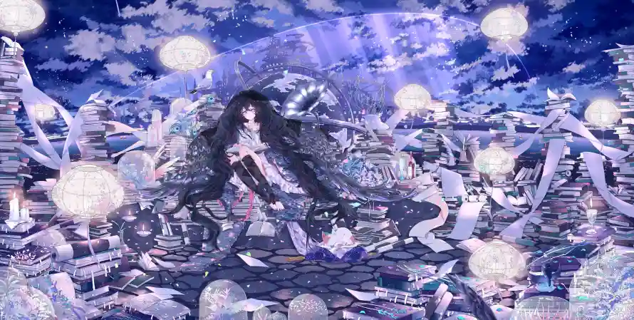 3k女孩壁纸-二次元 - 古街插画-幻想背景「哲风壁纸」
