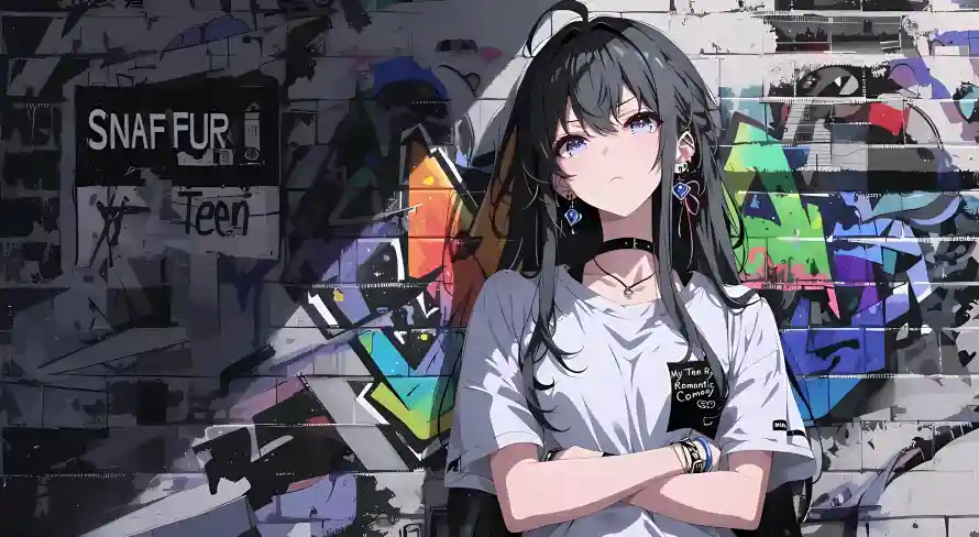 3k涂鸦墙壁纸-动漫少女 - 涂鸦女孩-街头涂鸦「哲风壁纸」