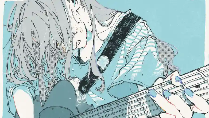 3k女孩壁纸-二次元 - 动漫插画-吉他少女「哲风壁纸」
