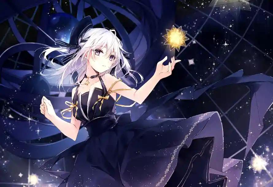 2k光点壁纸-夜空 - 女孩-星空「哲风壁纸」