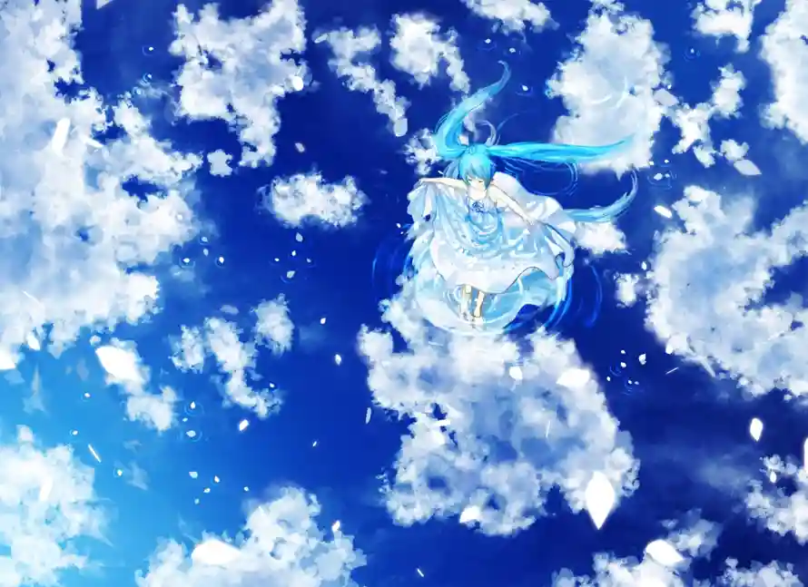 2k初音壁纸-二次元 - 蓝色系-云端幻想「哲风壁纸」
