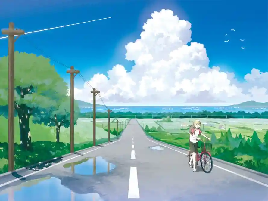 2k二次元壁纸-镜音连 - 夏日公路-骑行场景「哲风壁纸」