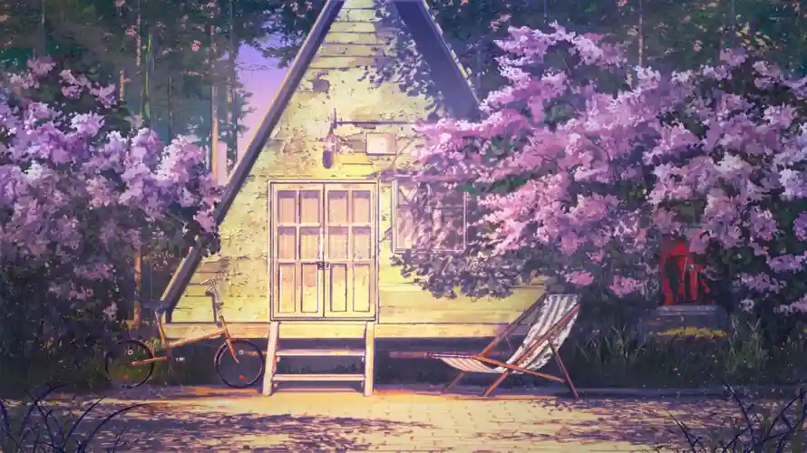 2k场景壁纸-二次元 - 春日插画-樱花木屋「哲风壁纸」