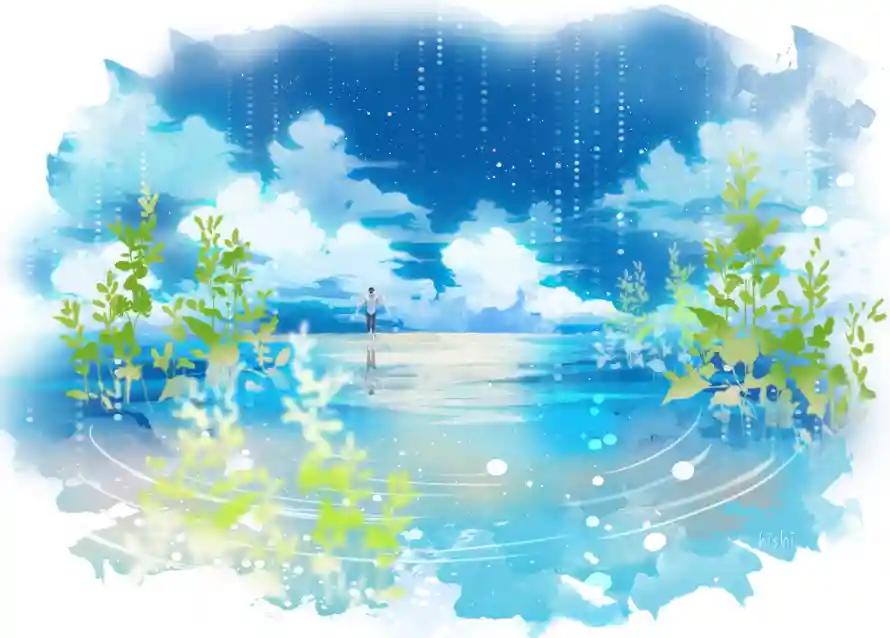2k场景壁纸-二次元 - 水彩画风-清新背景「哲风壁纸」