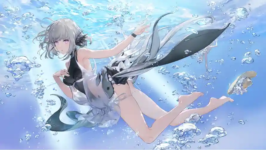 2k女孩壁纸-二次元 - 水元素-水下场景「哲风壁纸」