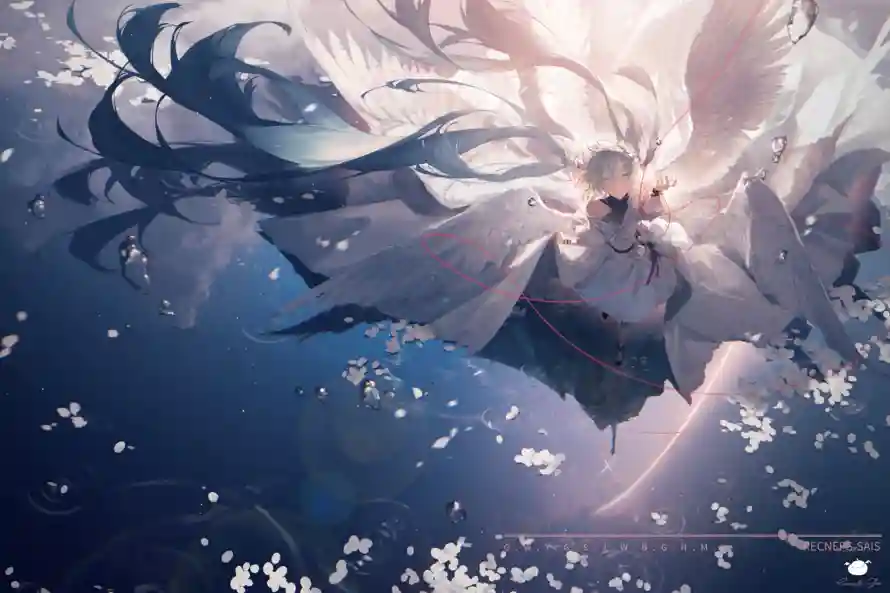 2k初音壁纸-羽翼 - 花瓣-二次元「哲风壁纸」