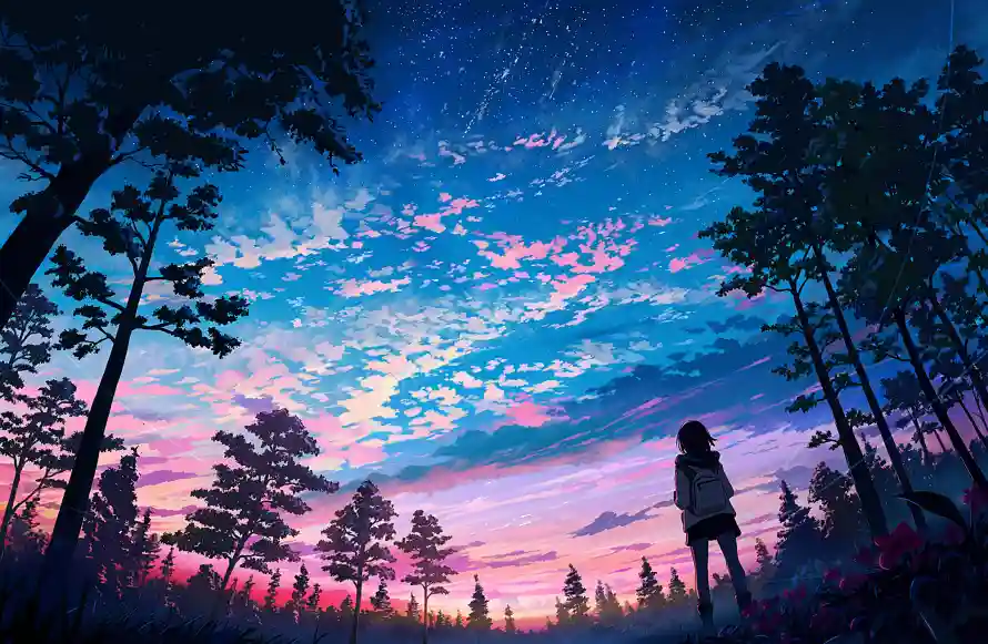 2k场景壁纸-二次元 - 动漫场景-夜晚森林「哲风壁纸」