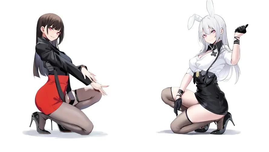 2k女孩壁纸-二次元 - 兔耳娘-红裙少女「哲风壁纸」