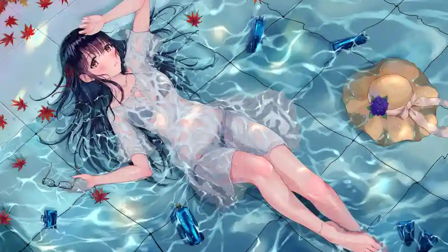 2k夏日壁纸-女孩 - 少女-水畔「哲风壁纸」