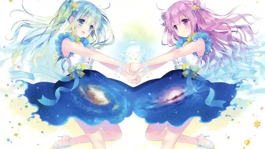 2k女孩壁纸-二次元 - 光点元素-星空背景「哲风壁纸」
