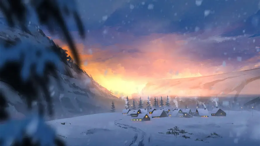 2k夕阳壁纸-雪景 - 冬季风景-冬日雪山「哲风壁纸」