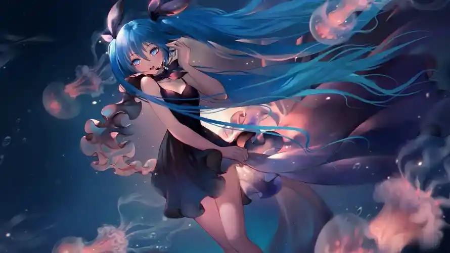 2k初音壁纸-二次元 - 动漫角色-蓝发少女「哲风壁纸」