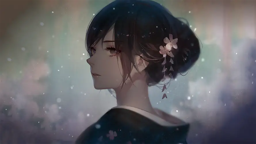 2k女孩壁纸-二次元 - 和服少女-日系插画「哲风壁纸」