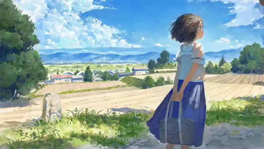 2k女孩壁纸-二次元 - 乡间景色-动漫女孩「哲风壁纸」