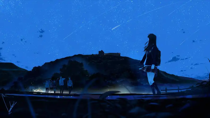 2k夜山壁纸-夜景 - 女孩-少女「哲风壁纸」