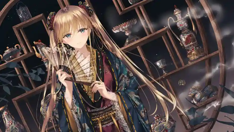 2k女孩壁纸-折扇 - 二次元-东方少女「哲风壁纸」