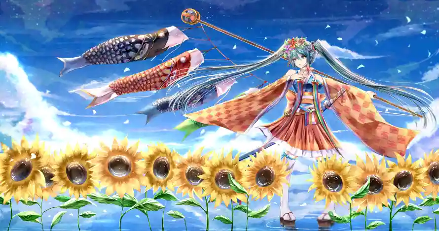 4k初音壁纸-二次元 - 向日葵-夏日祭「哲风壁纸」