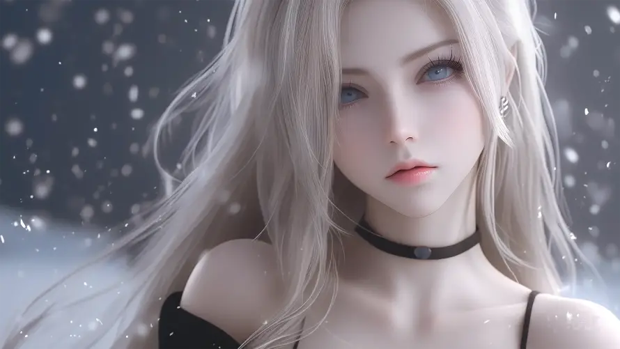 4kAI壁纸-雪景 - 冷色调-AI少女「哲风壁纸」