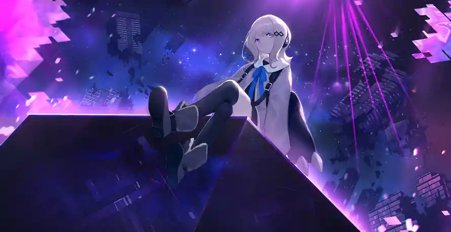 4k动漫壁纸-少女 - 几何场景-动漫少女「哲风壁纸」