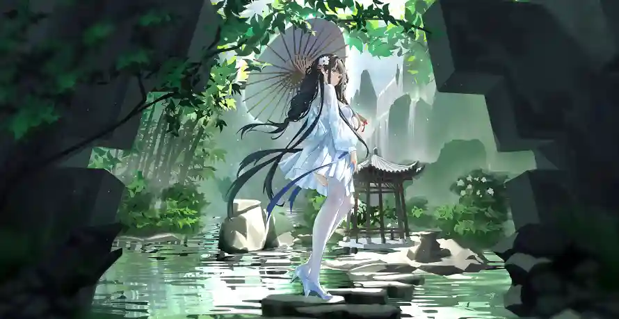 4k动漫壁纸-少女 - 油纸伞-中式元素「哲风壁纸」
