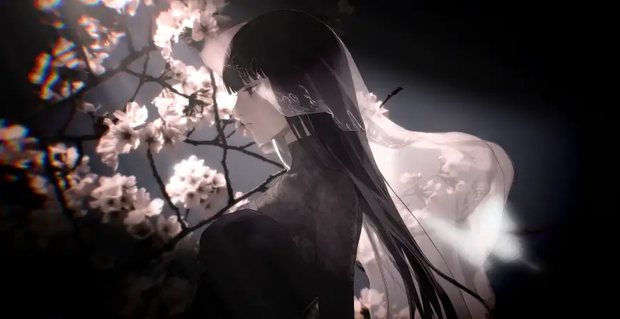 4k少女壁纸-二次元 - 暗夜背景-樱花少女「哲风壁纸」