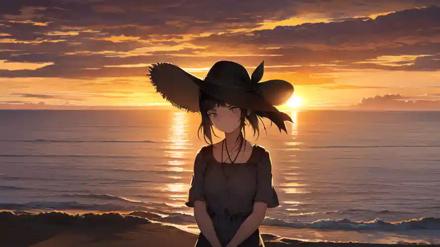4k夕阳壁纸-女孩 - 少女-暮色「哲风壁纸」