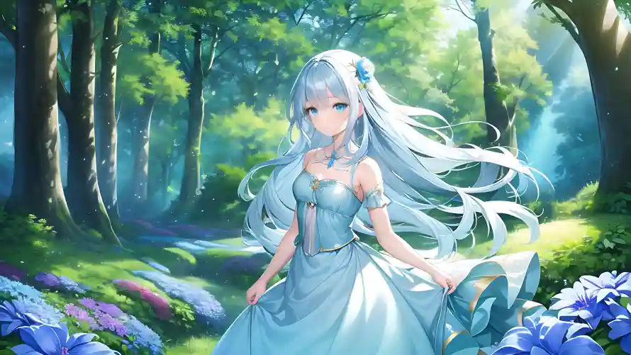 5k少女壁纸-春天 - 森林-花朵「哲风壁纸」