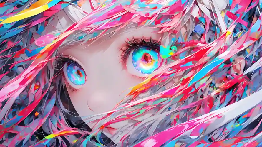 4k动漫壁纸-眼睛 - 幻彩眼睛-彩色线条「哲风壁纸」