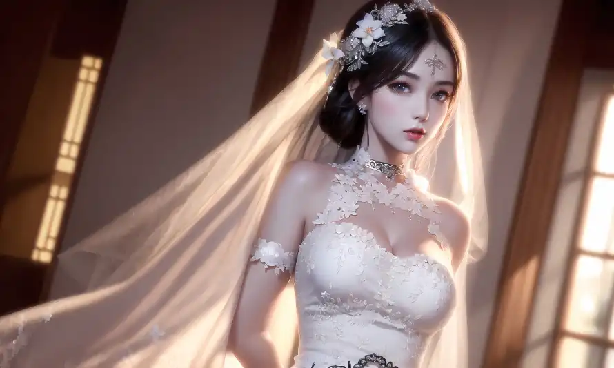 8k动漫壁纸-美女 - 动漫美女-婚纱插画「哲风壁纸」