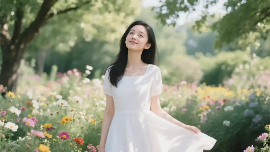 2k写真壁纸-花丛 - 女明星-张婧仪「哲风壁纸」