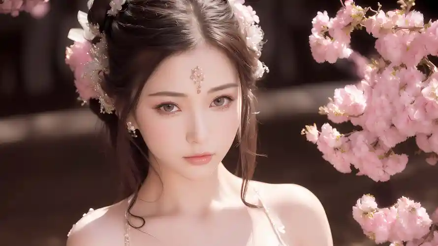 2k精致壁纸-美女 - 古风美女-春日花卉「哲风壁纸」