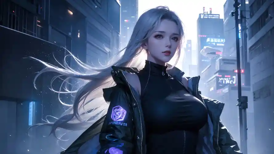 4k夜景壁纸-少女 - 美女-数字艺术「哲风壁纸」