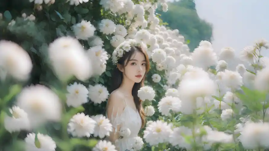 4k漂亮壁纸-繁花 - 美丽-少女写真「哲风壁纸」