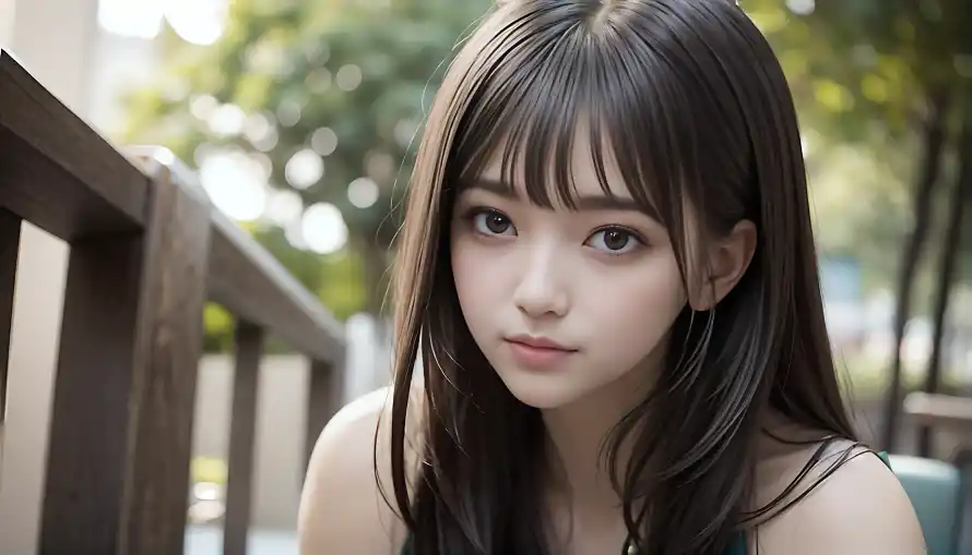3k清纯壁纸-素颜 - 木栏杆-少女写真「哲风壁纸」