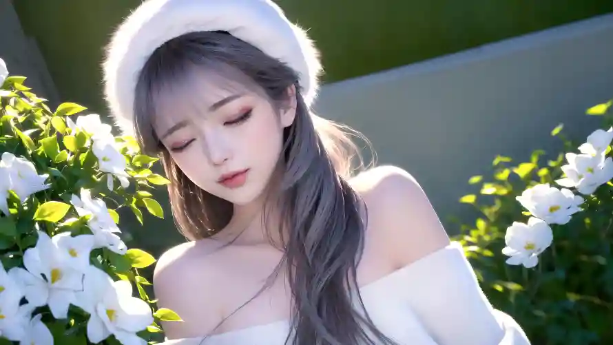 4k白帽壁纸-闭眼 - 动漫插画-少女头像「哲风壁纸」