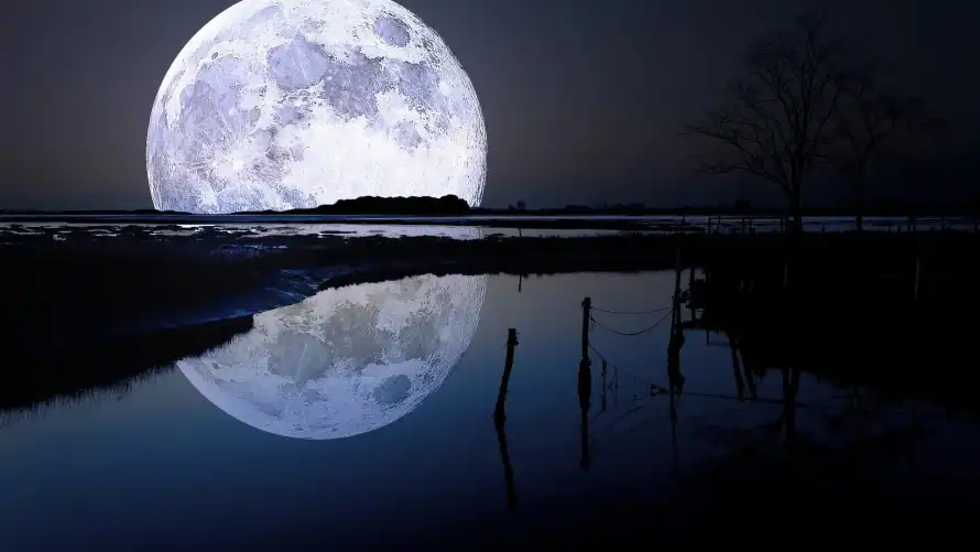 2k自然壁纸-风景 - 夜晚摄影-湖面倒影「哲风壁纸」