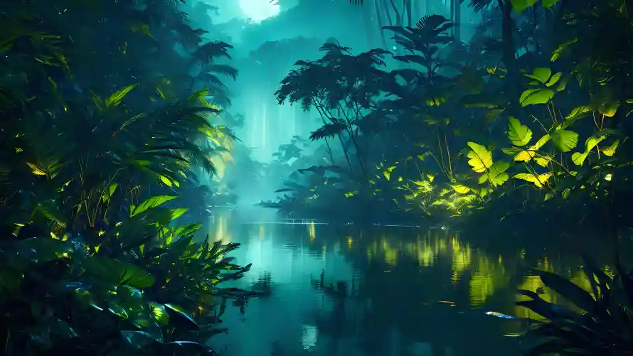 8kAI壁纸-光影 - 植物-河流「哲风壁纸」