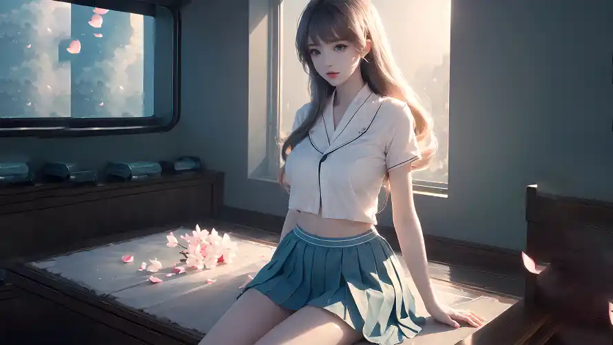 4k学姐壁纸-美女 - 日系房间-校园风格「哲风壁纸」