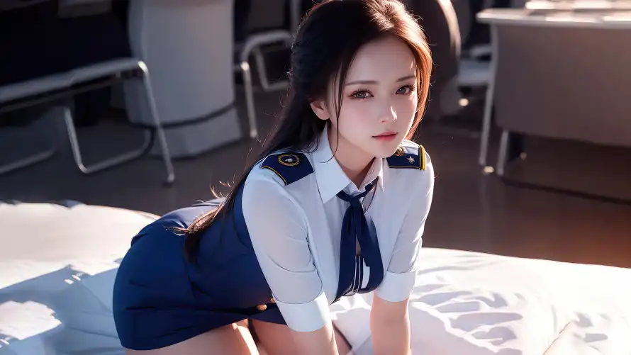 4k制服壁纸-美女 - 制服诱惑-空姐制服「哲风壁纸」