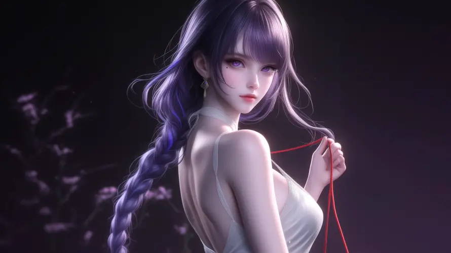 4k紫发壁纸-美女 - 命运红线-暗夜氛围「哲风壁纸」