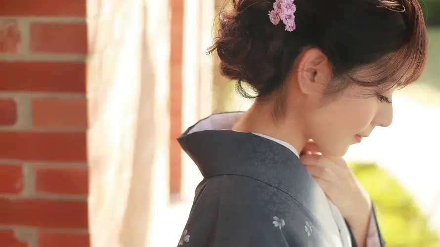 2k优雅壁纸-侧影 - 写真-和服「哲风壁纸」