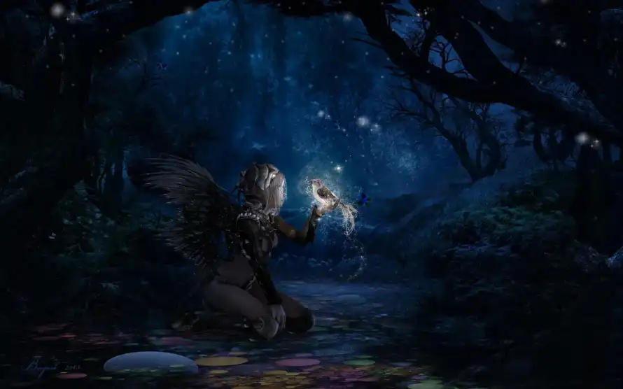 2k暗色壁纸-艺术 - 发光精灵-奇幻艺术「哲风壁纸」