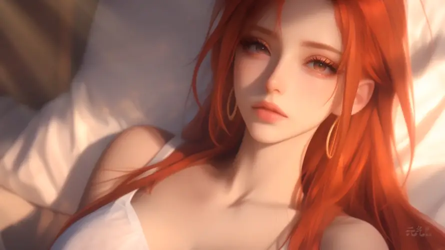 4k动漫壁纸-少女 - 红发-美女「哲风壁纸」