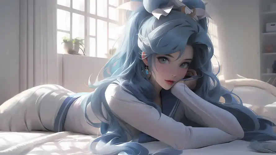 4k蓝发壁纸-金克斯 - 动漫角色-英雄联盟「哲风壁纸」