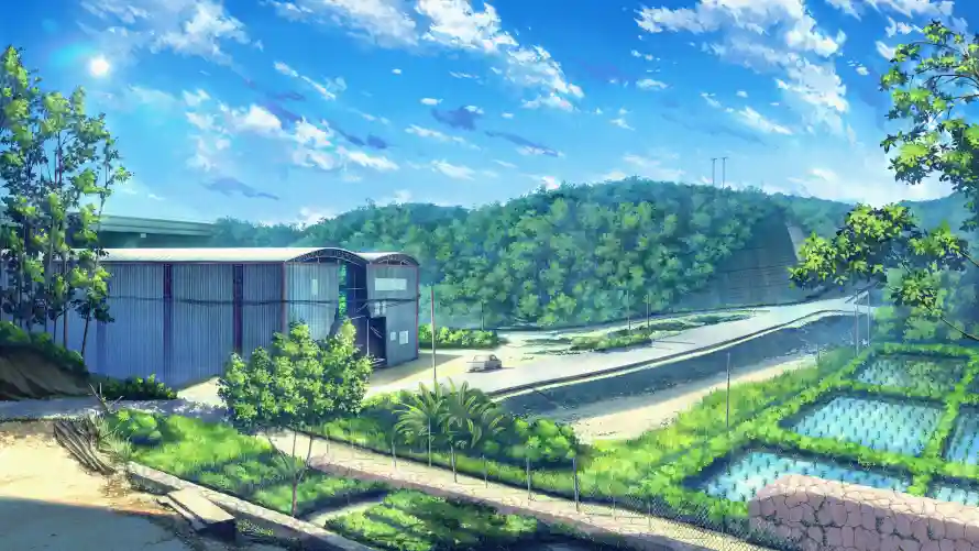 4k插画壁纸-风景 - 乡村建筑-夏日风光「哲风壁纸」
