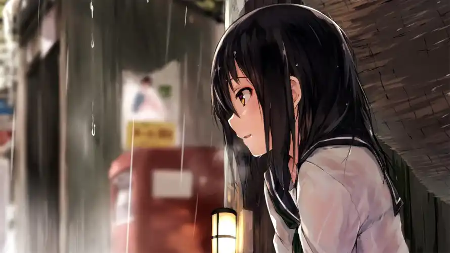 2k女孩壁纸-街道 - 雨中-二次元「哲风壁纸」