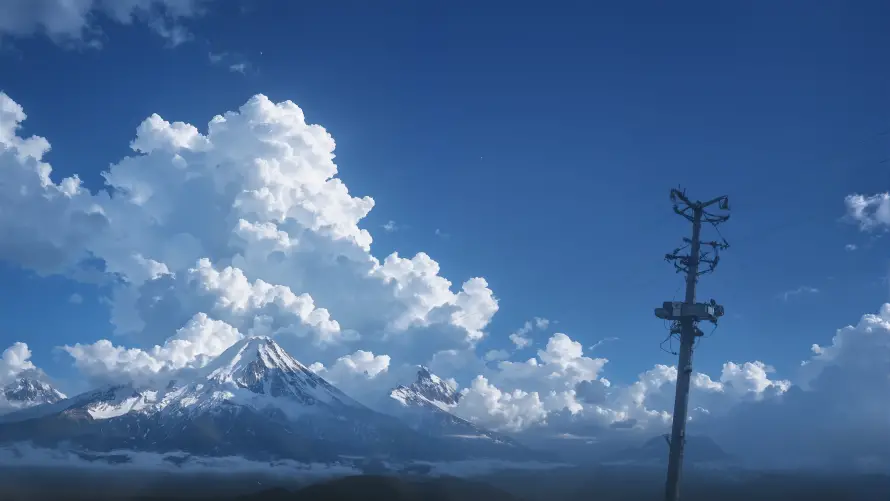 4kAI壁纸-雪山 - 风景-电线杆「哲风壁纸」