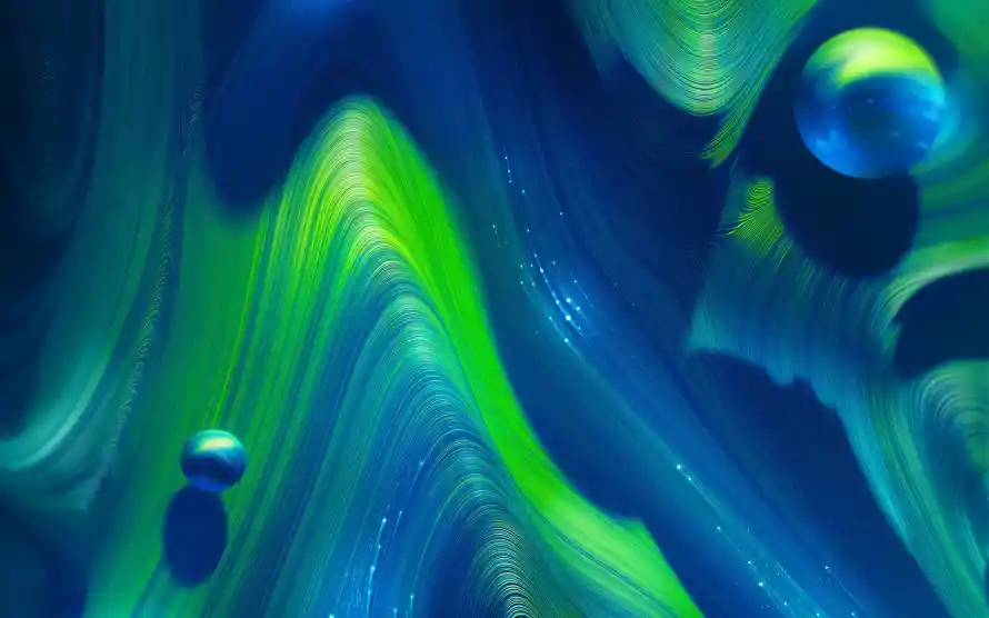 2k波纹壁纸-蓝绿色 - 宇宙元素-抽象背景「哲风壁纸」