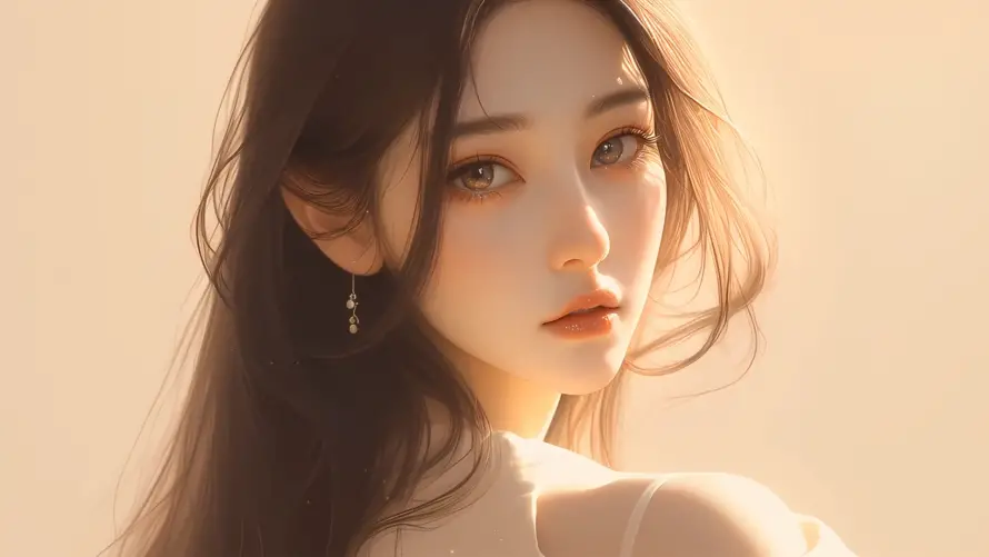 2k侧脸壁纸-光影 - 回眸-少女「哲风壁纸」