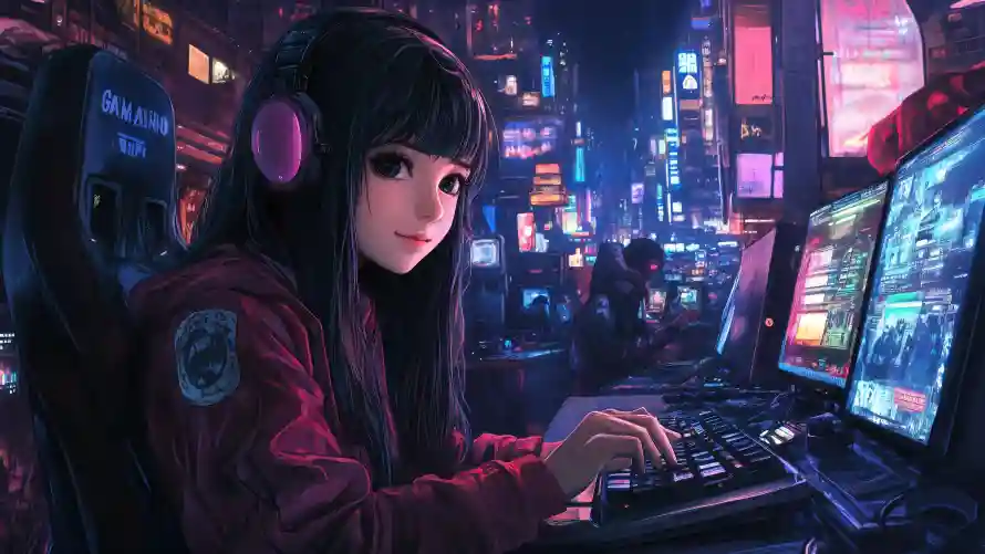 4k女孩壁纸-二次元 - 二次元插画-科技感画面「哲风壁纸」